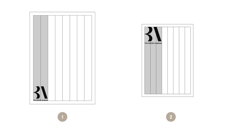 Diagram of the British Academy monogram placement