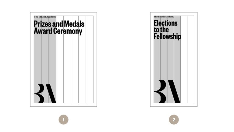 Diagram of the British Academy monogram and title placement