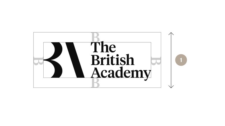 Diagram showing spacing of the British Academy logo