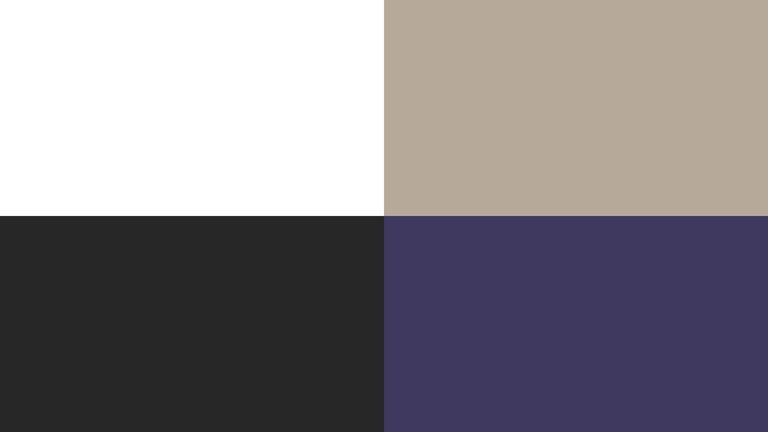 Grid showing colours white, black, stone and purple
