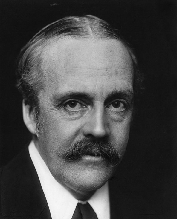 A black and white headshot of Arthur Balfour