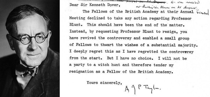 A.J.P. Taylor's letter of resignation