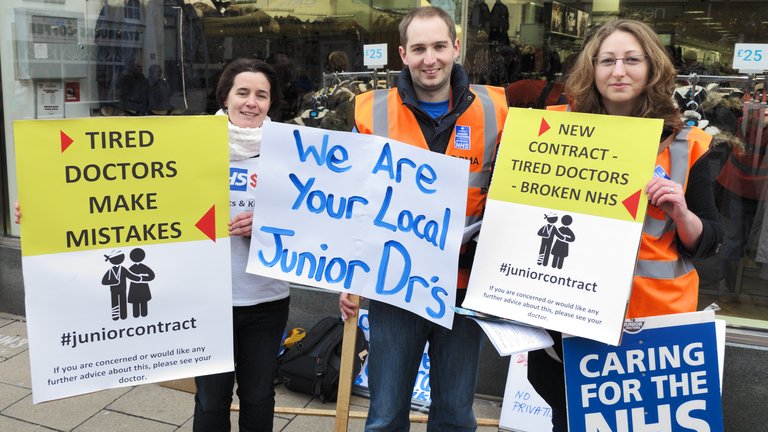 Junior doctors raising awareness of the reasons for their strike vote on the streets of Norwich