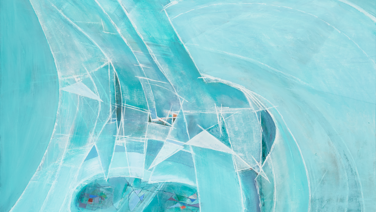 Abstract painting of glaciers in blue by Wilhelmina Barns-Graham