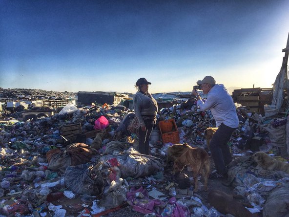 A woman makes a living from recycling on Mexico City’s largest rubbish dump