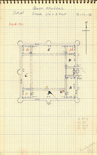 Qasr_Khubbaz sketch plan (BAR 34, Aurel Stein article)