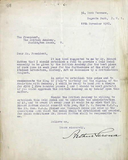 Arthur Serena letter 1918 (BAR 34)