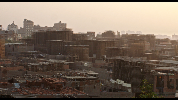 Birds eye view on the tanneries in Cairo