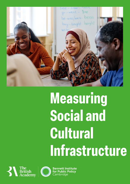 Front cover of 'Measuring social and cultural infrastructure' publication