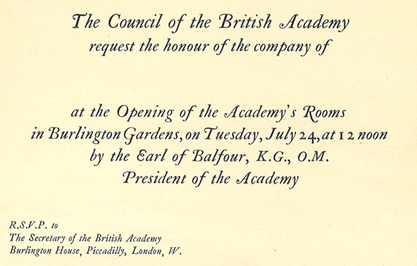 Burlington Gardens dinner party invitation
