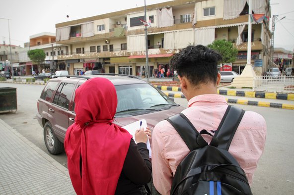 Citizen Scientists recording street movements in Bar Elias - 2018 by Hanna Baumann