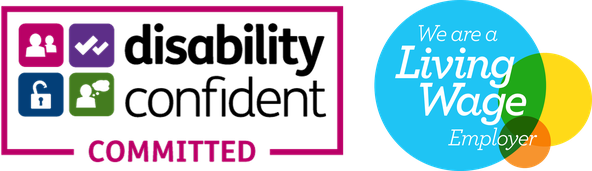 Disability Confident + Living Wage logos