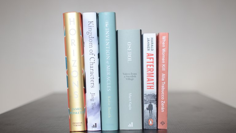 Photo of the six shortlisted books for the 2022 British Academy Book Prize