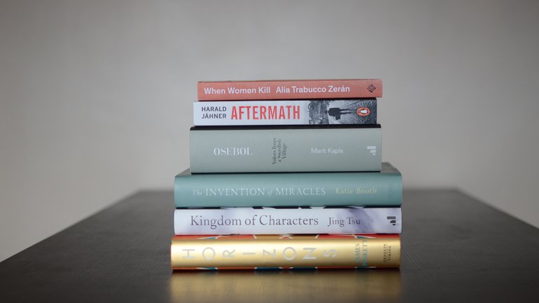Photograph of shortlisted books