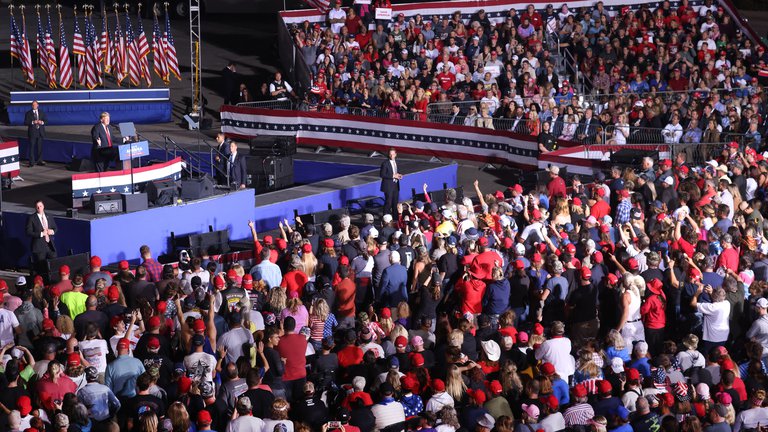 Donald Trump Holds Rally At Iowa State Fairgrounds, 9 October 2021. © photo by Scott Olson via Getty Images