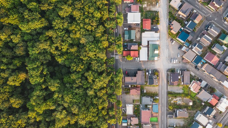 Aerial view of road intersection