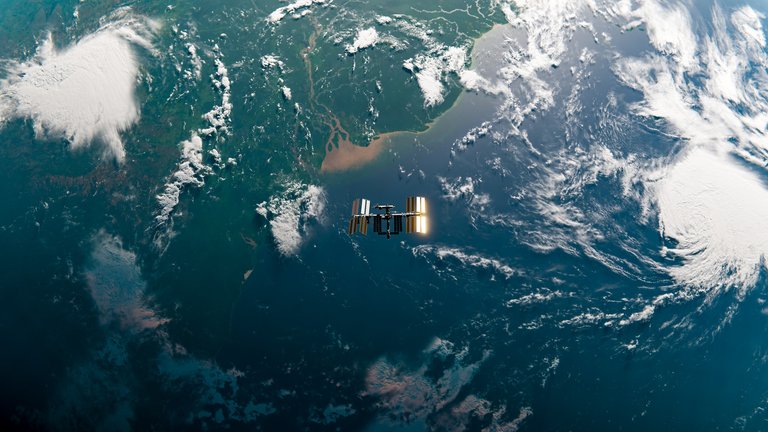 A satellite orbiting earth