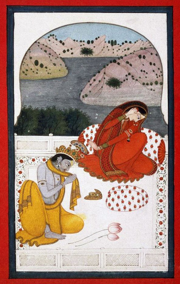 Painting of Khandita, enraged with her lover - a representative of one type of heroine as classified in the Natya Shastra