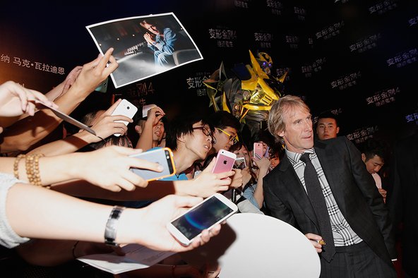 Director Michael Bay arrives the red carpet for Beijing premiere screening of