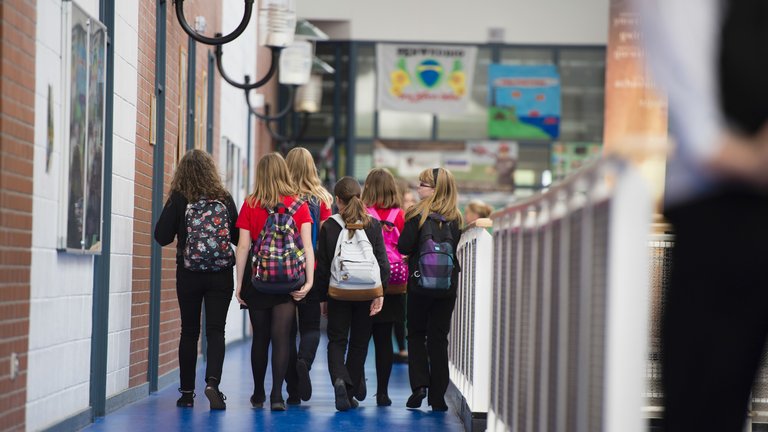School students learning together