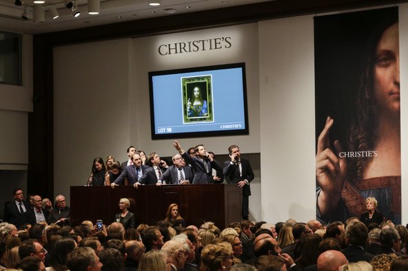 Christie's auction of Leonardo da Vinci's 'Salvator Mundi' painting, 2017.