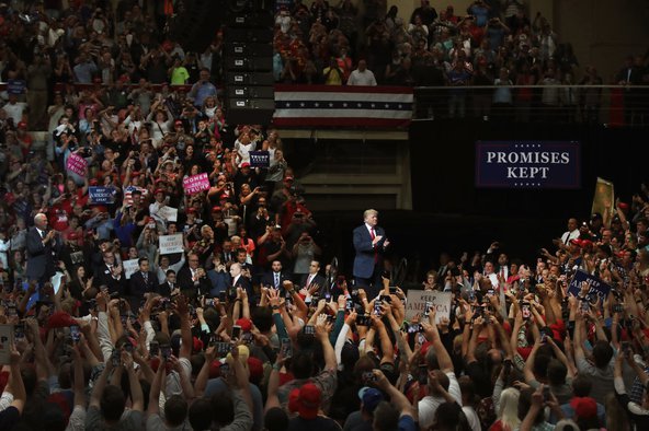 President Donald Trump speaks to supporters at a campaign rally on May 10, 2018 in Elkhart, Indiana