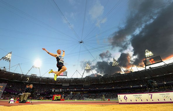 Greg Rutherford of Great Britain competes in the London 2012 Olympic Game. Photo by Stu Forster/Getty Images.