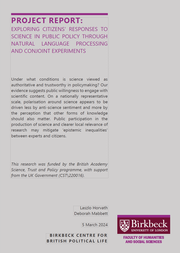 Light grey front cover of report with abstract and information about the authors and funders