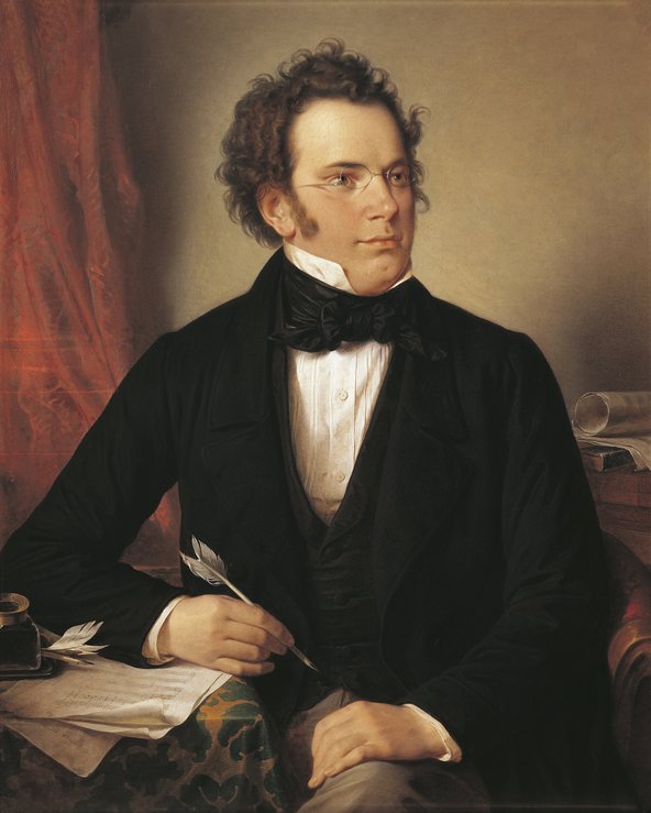 Painting, likely oil. A portrait of Franz Peter Schubert