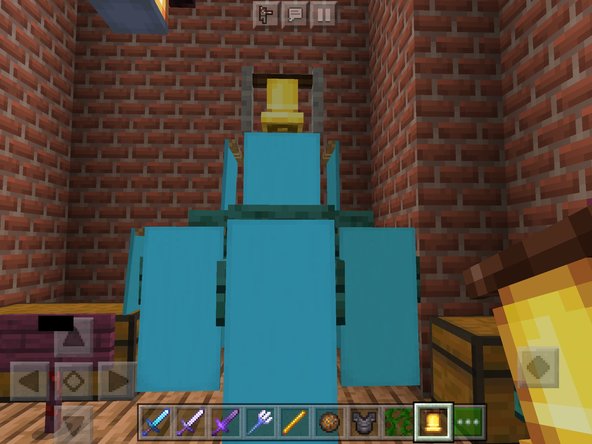 A Christmas tree in Minecraft topped with a golden lectern