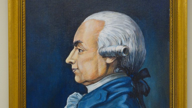 Painting of a side-profile portrait of  J. Hector St. John de Crèvecœur