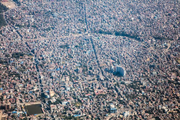 An aerial view of Kathmandu
