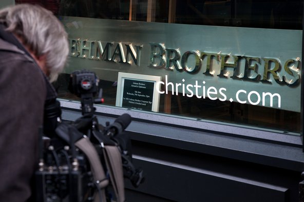 The Lehman Brothers company sign for Auction after bankruptcy at Christie