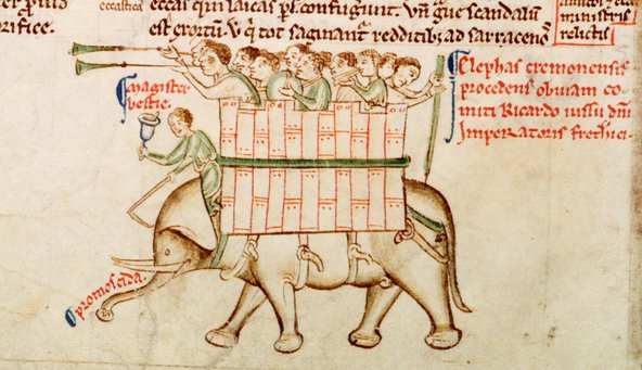 Elephant by Matthew Paris from Parker MS 16, fol 151v