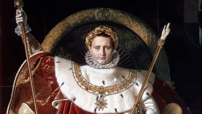 Digitally restored vector painting of Napoleon Bonaparte.