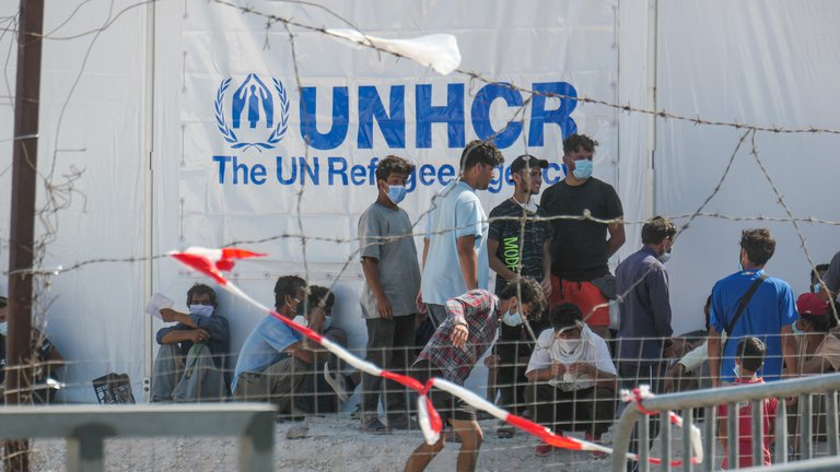 A refugee camp in Lesbos Island