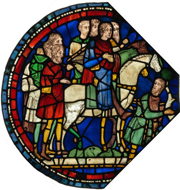 Panel discovered to be earliest image of Canterbury pilgrims dating to mid 1180s.jpg