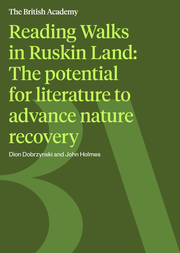 Reading Walks in Ruskin Land - The potential for literature to advance nature recovery front cover