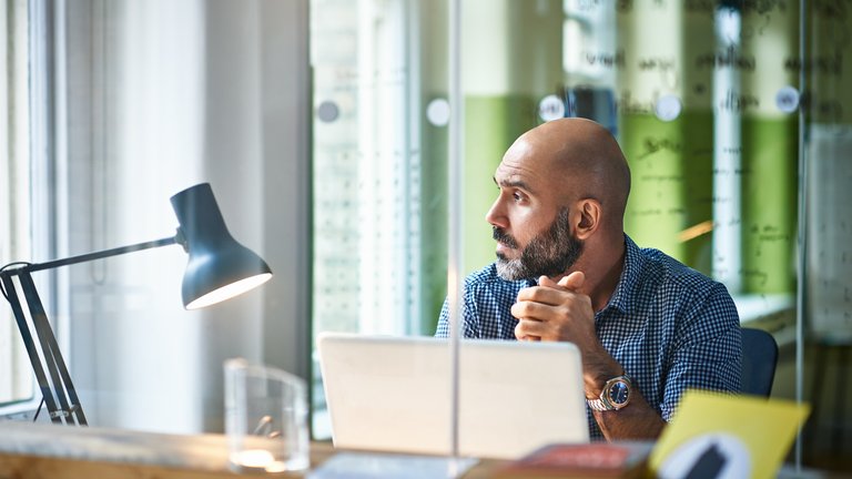 Researcher working in an office