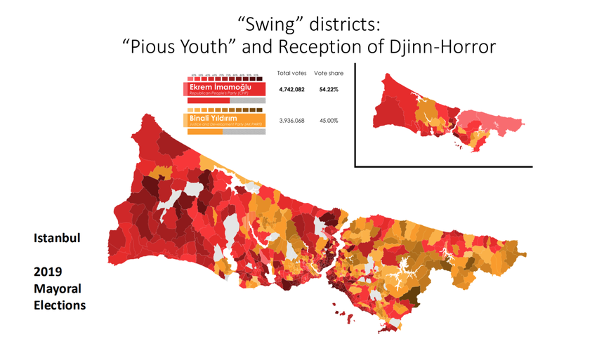 Map of the June 2019 İstanbul mayoral election. Shared under under the Creative Commons Attribution-Share Alike 4.0 International license.