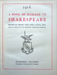 Shakespeare Tercentenary Book of Homage title page (BAR 28)