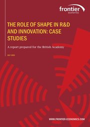 Cover of 'The Role of SHAPE in R&D and Innovation' report by Frontier Economics
