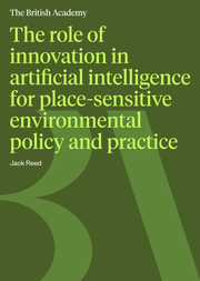 The role of innovation in artificial intelligence for place-sensitive environmental policy and practice cover