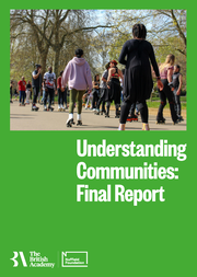Front cover of the report, with the title displayed in white text over a green background, below a photo of a group of people roller skating in a public park.