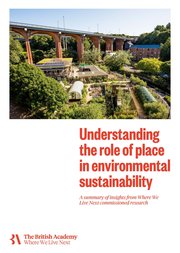 Front page of 'Understanding the role of place in environmental sustainability' report