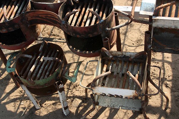 Charcoal stoves on sale at a roadside stall in the Mozambican capital Maputo. Photo: Jinty Jackson/AFP/GettyImages