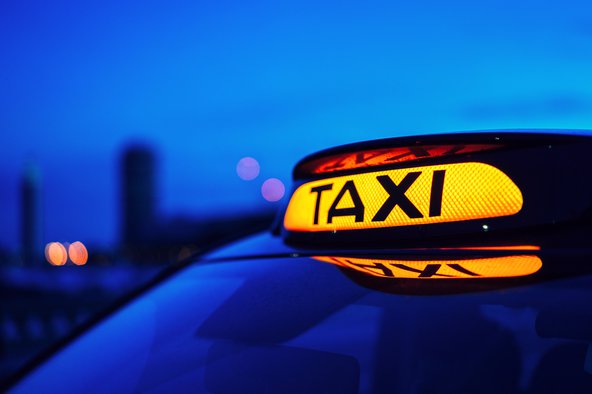 Black cab at night