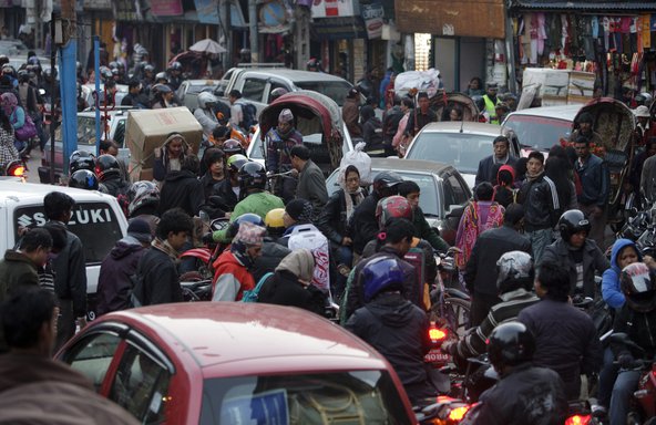 A traffic jam in Kathmandu