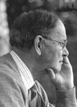 Side profile in black and white of Peter Haggett