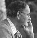 Side profile in black and white of Peter Haggett